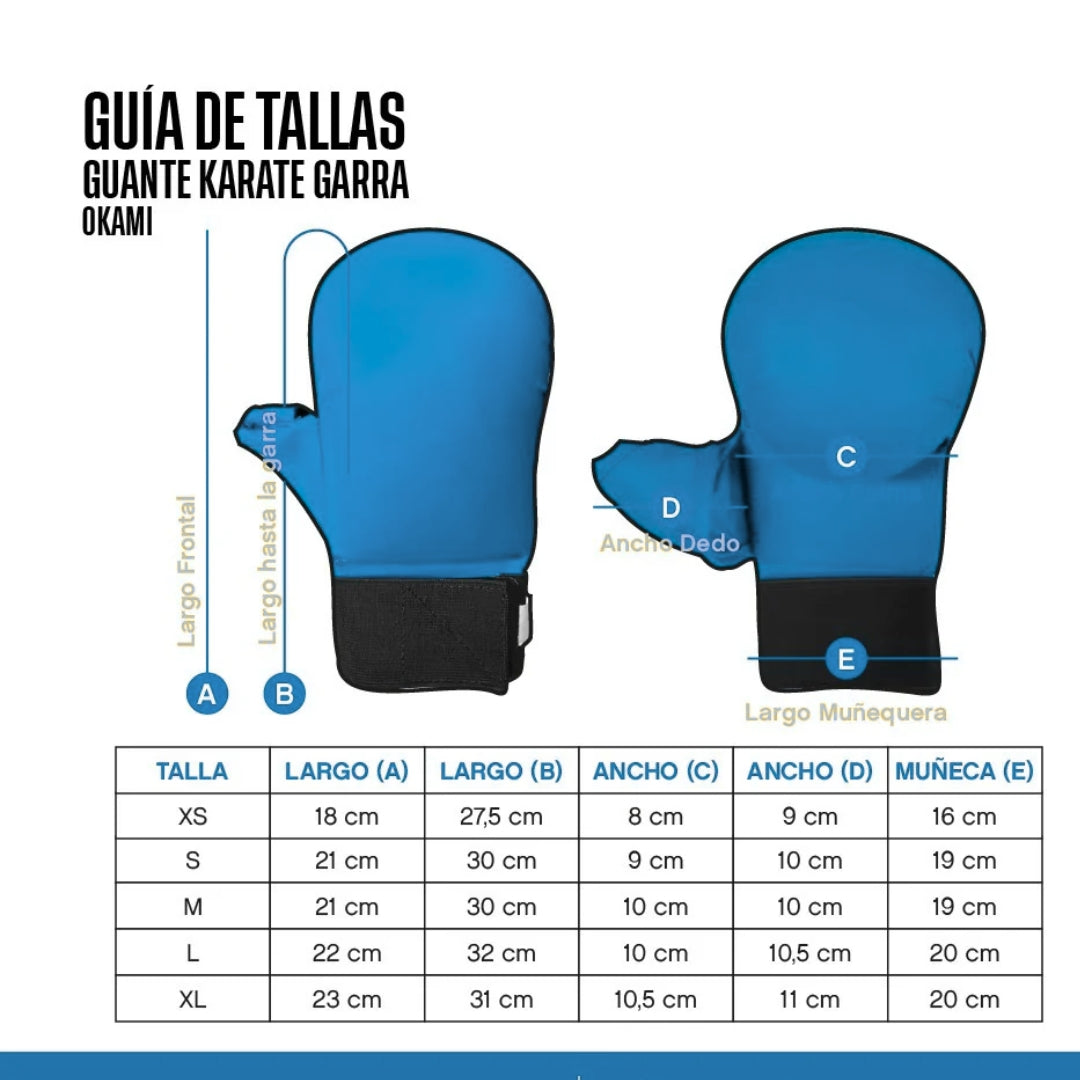 GUANTE KARATE OKAMI GARRA AZUL