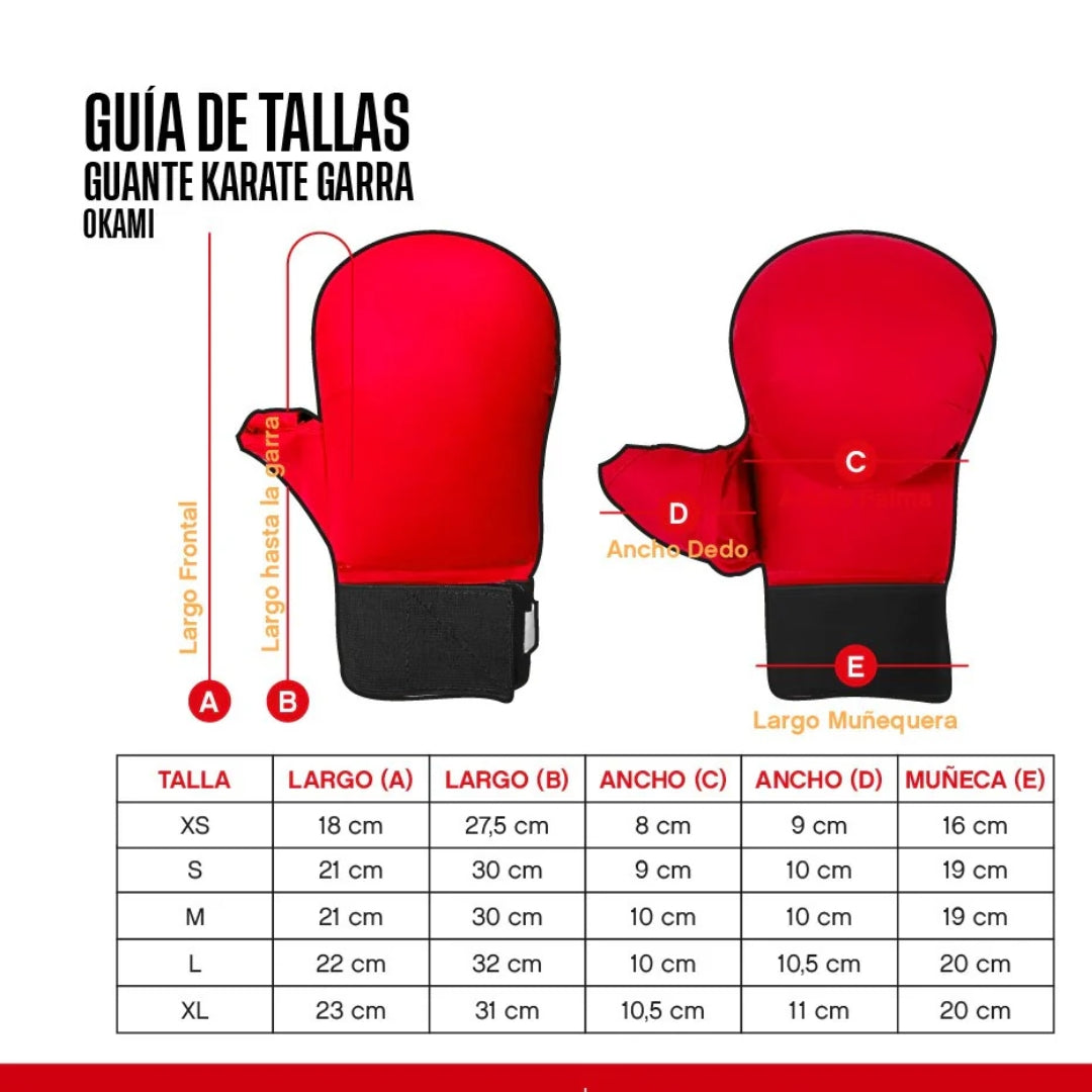 GUANTE KARATE OKAMI GARRA ROJO