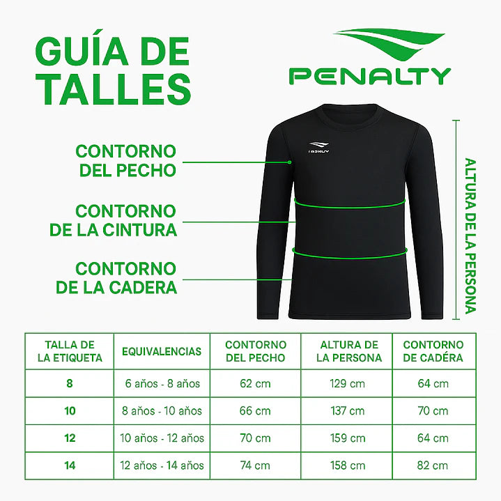 PRIMERA CAPA PENALTY SKIN TERMICA MANGA LARGA 076 NEGRA JR
