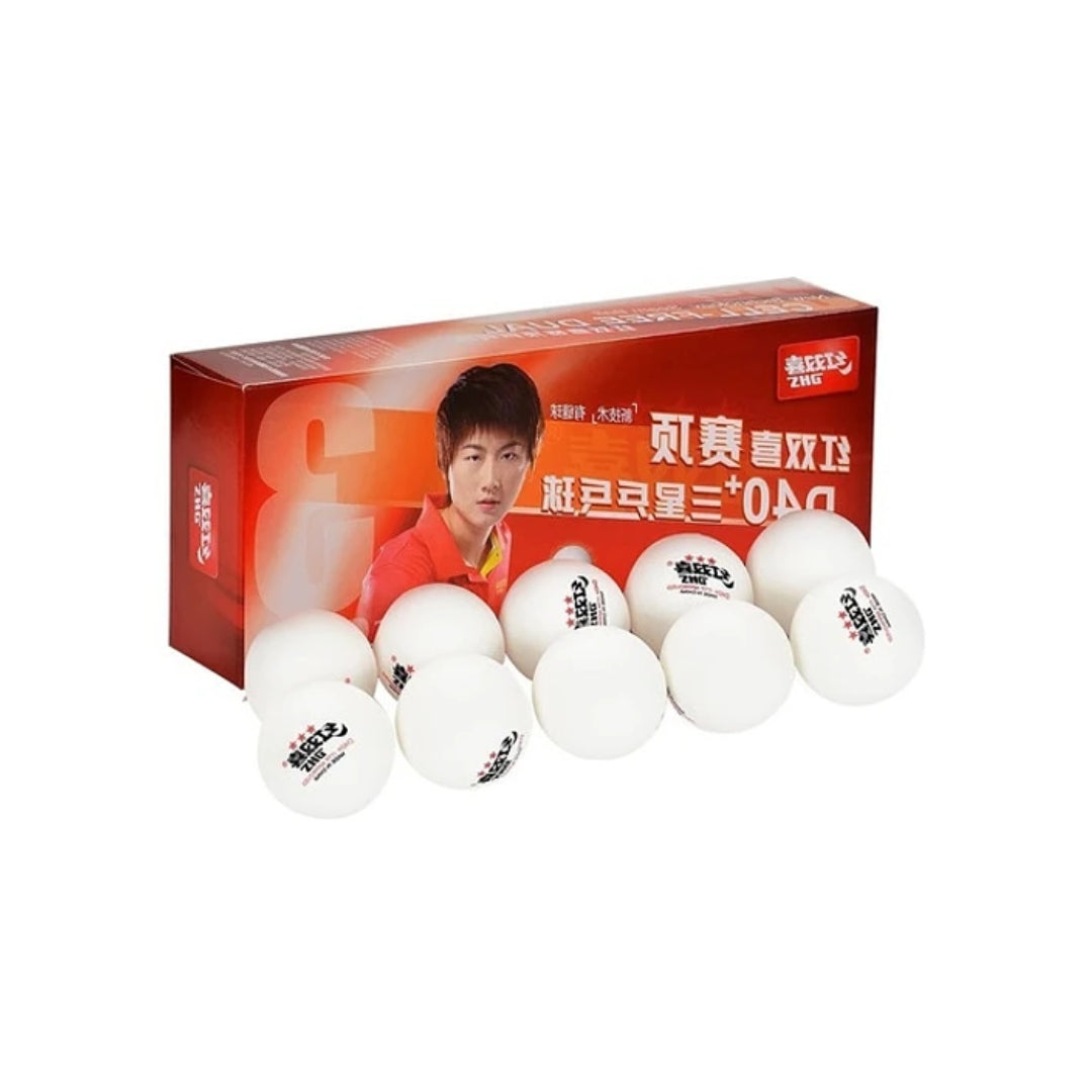 CAJA 10 PELOTAS PING PONG DHS 3STAR D40+ ITTF APPROVED BLANCO