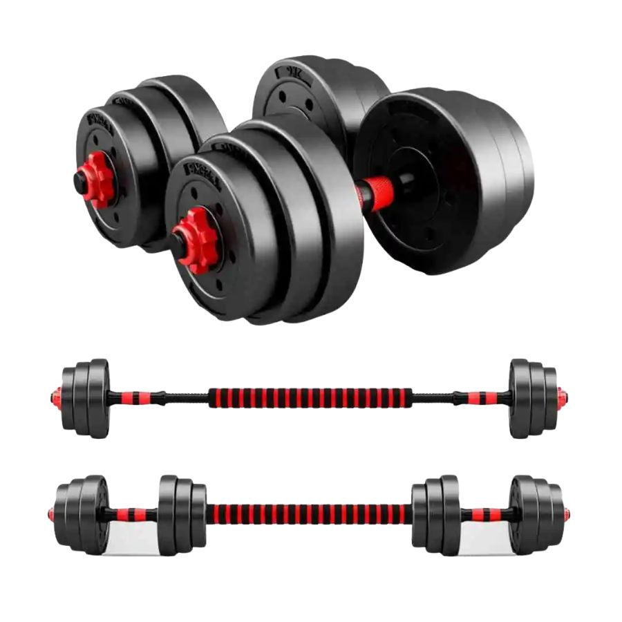 SET MANCUERNAS PVC 20KG + BARRA EXTENSIBLE