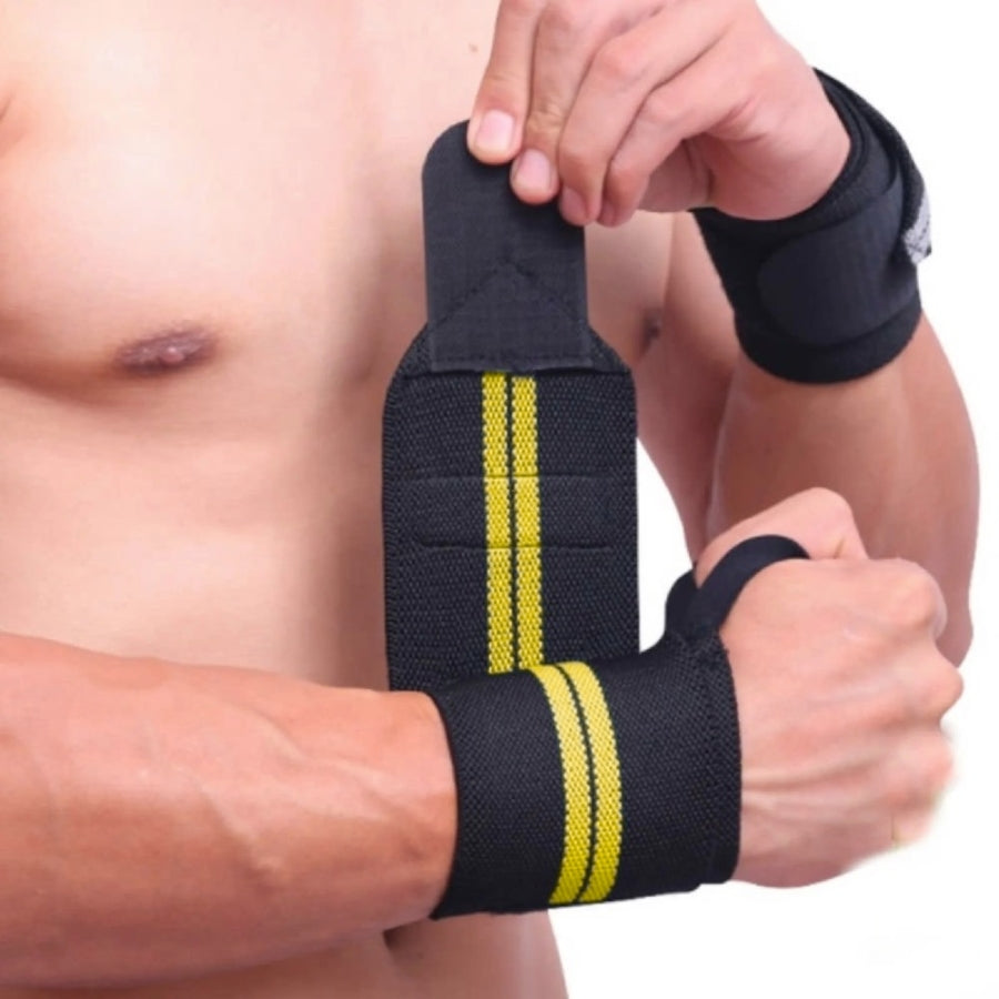 MUÑEQUERA CIVER PAR CROSSBAND CON VELCRO NEGRO AMARILLO