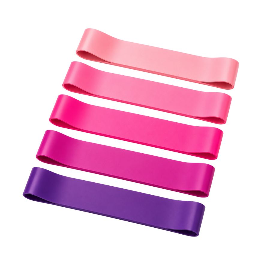 SET 5 BANDAS DE RESISTENCIA ELASTICADAS CERRADAS MULTICOLOR ROSA LS