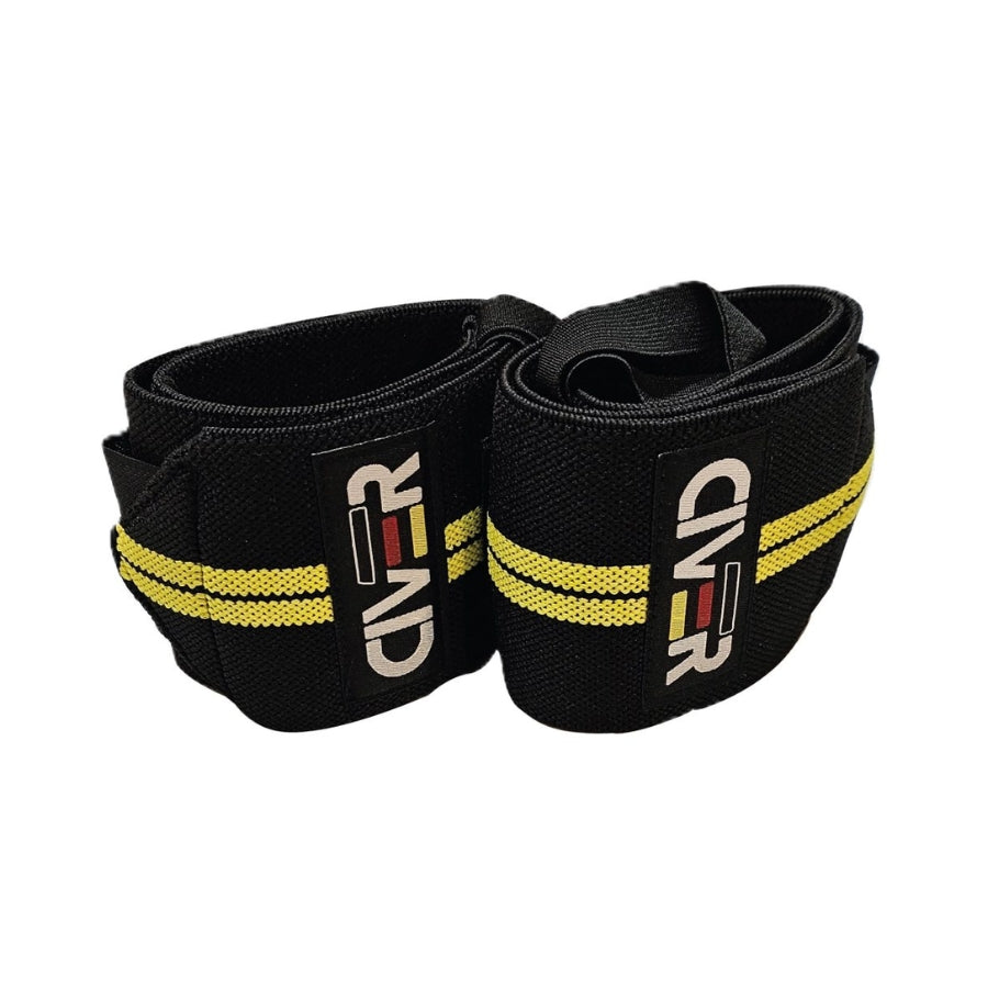 MUÑEQUERA CIVER PAR CROSSBAND CON VELCRO NEGRO AMARILLO