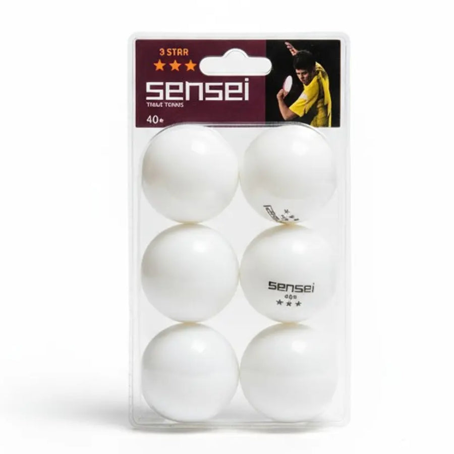 CAJA 6 PELOTAS PING PONG SENSEI 3STAR BLANCO