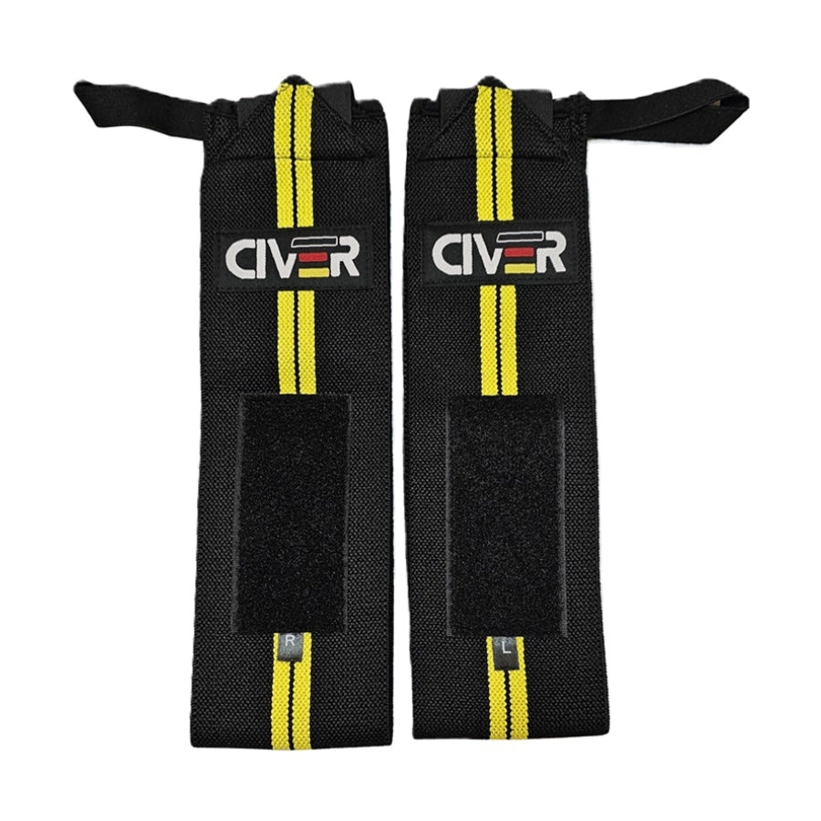 MUÑEQUERA CIVER PAR CROSSBAND CON VELCRO NEGRO AMARILLO