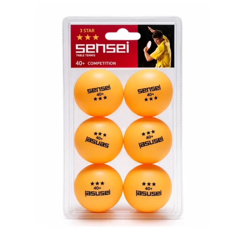 CAJA 6 PELOTAS PING PONG SENSEI 3STAR NARANJA