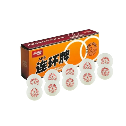 CAJA 10 PELOTAS PING PONG DOBLE CIRCULO 40MM BLANCA
