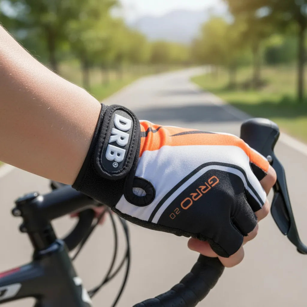 GUANTE CICLISMO DRB GIRO 2.0 INFANTIL BLANCO NARANJO