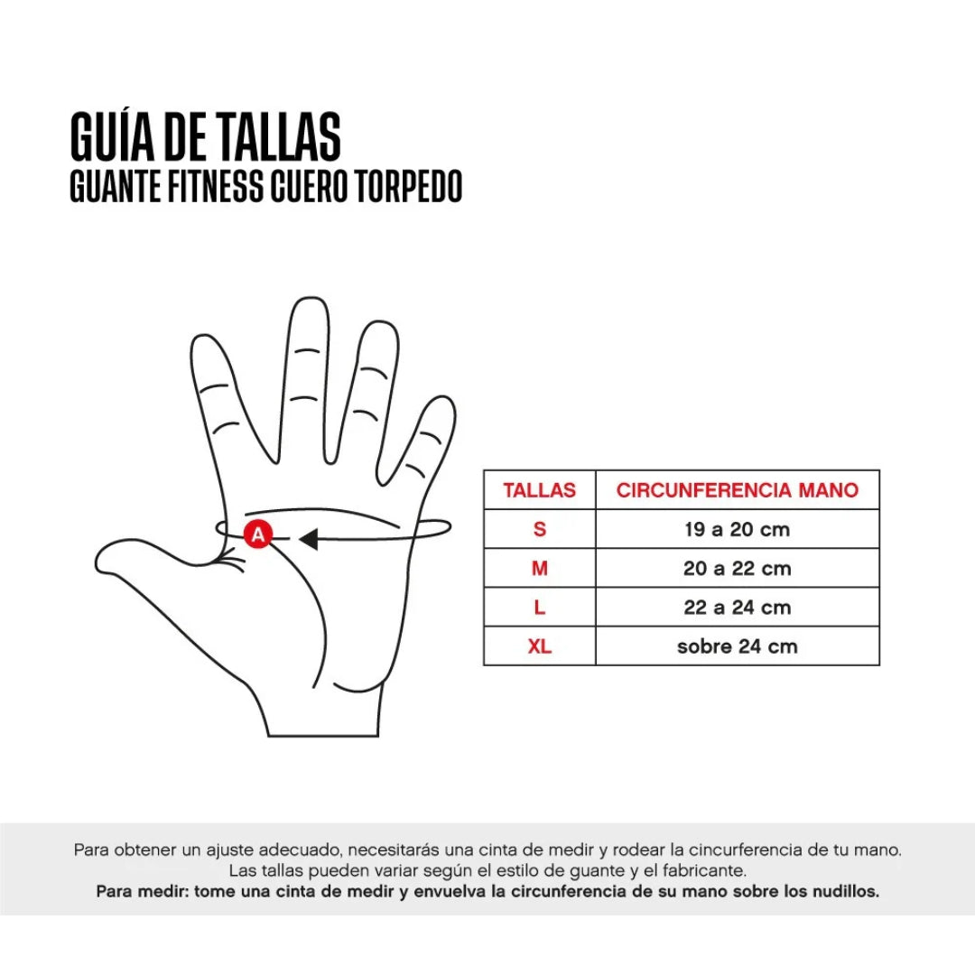 GUANTE FITNESS TORPEDO CUERO MUÑECA NEGRO