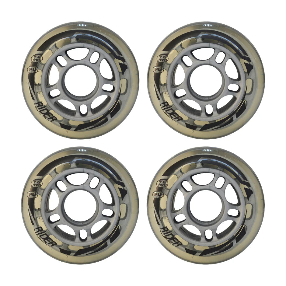SET 4 RUEDAS RIDER REPUESTO TRANSPARENTE 76MM