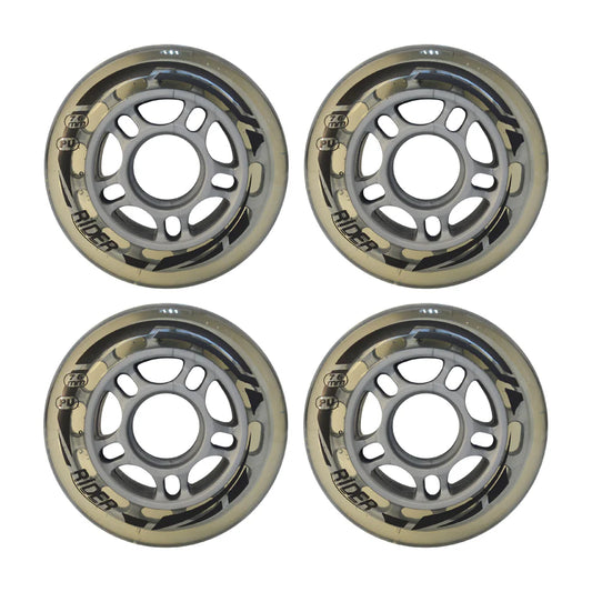 SET 4 RUEDAS RIDER REPUESTO TRANSPARENTE 76MM
