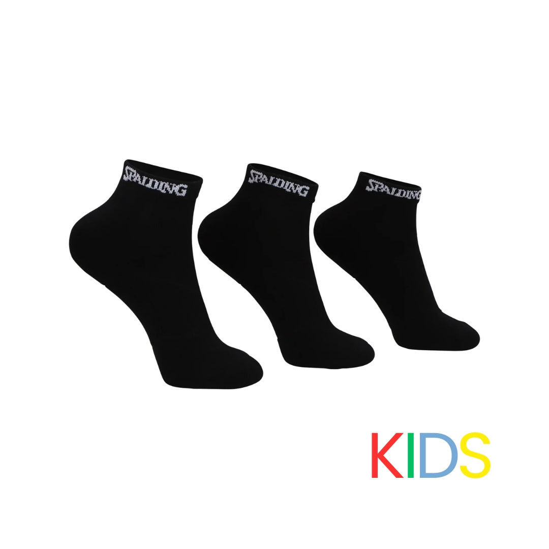 Tripack Calcetas Spalding Negros Caña Baja Kids