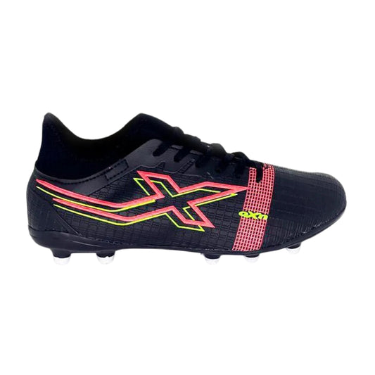 Zapato Fútbol OXN Velox 4 Neo Campo Pvc Preto/Coral/Lima