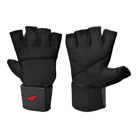 GUANTE FITNESS TORPEDO CUERO MUÑECA NEGRO