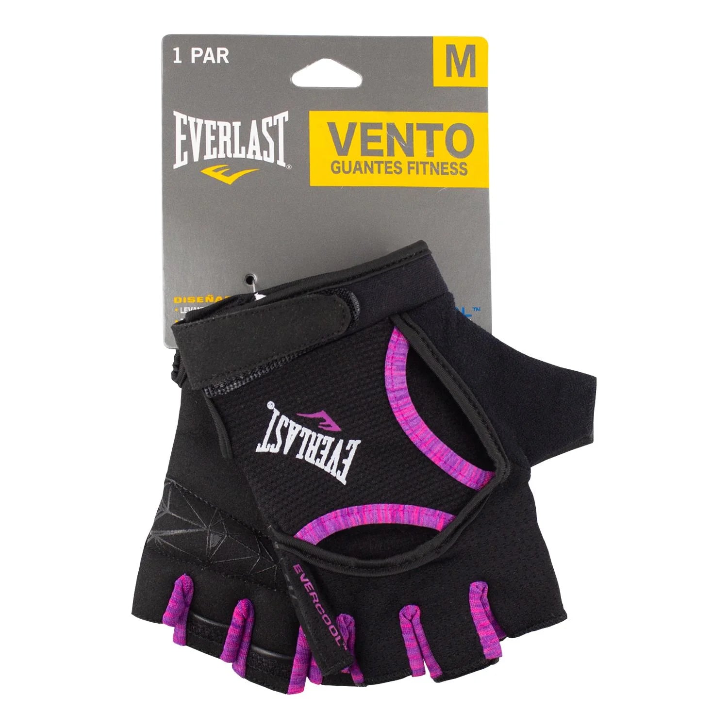 GUANTE EVERLAST FITNESS VENTO MUJER NEGRO ROSADO